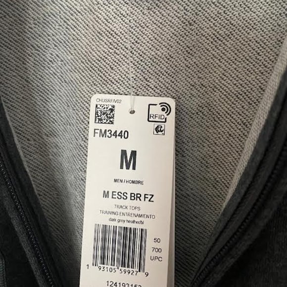 NWT $65 ADIDAS Men M Performance Full zip LOGO Hoodie Jacket Sweatshirt (Unisex) - Picture 14 of 14